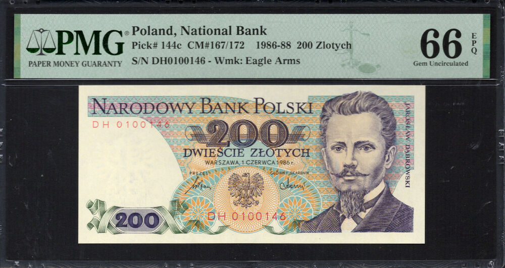Poland - 200 Zlotych 1986 - Pick # 144c - PMG 66 EPQ