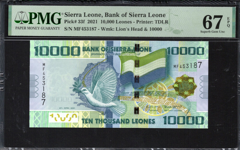 Sierra Leone - 10.000 Leones 2021 - Pick # 33f - PMG 67 EPQ