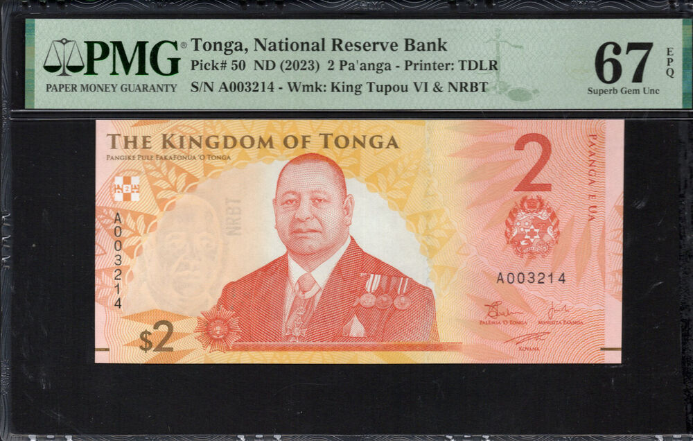 Tonga - 2 Pa'anga 2023 - Pick # 50 - PMG 67 EPQ
