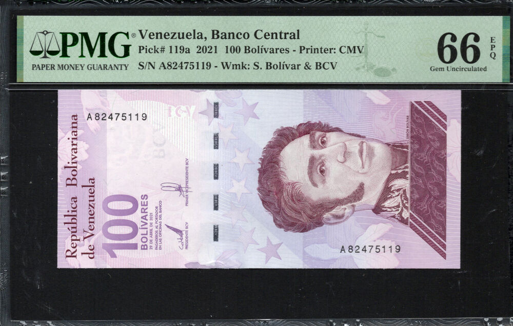 Venezuela - 100 Bolívares 2021 - Pick # 119a - PMG 66 EPQ