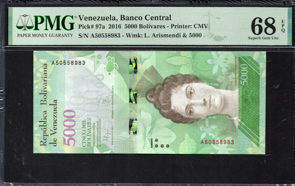 Venezuela - 5.000 Bolívares 2016 - Pick # 97a - PMG 68 EPQ