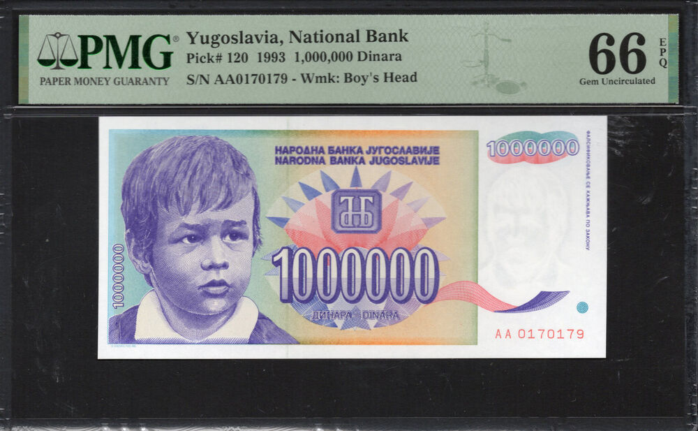 Yugoslavia - 1.000.000 Dinara 1993 - Pick # 120 - PMG 66 EPQ