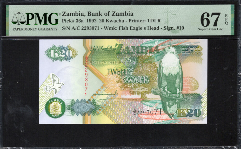 Zambia - 20 Kwacha 1992 - Pick # 36a - PMG 67 EPQ