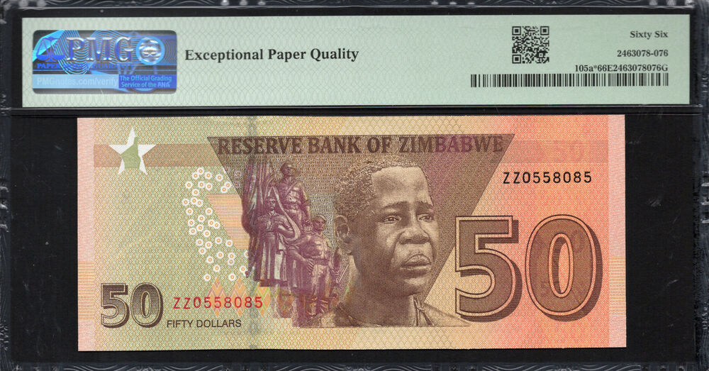 Zimbabwe - 50 Dollars 2020 - Pick # 105a* - PMG 66 EPQ