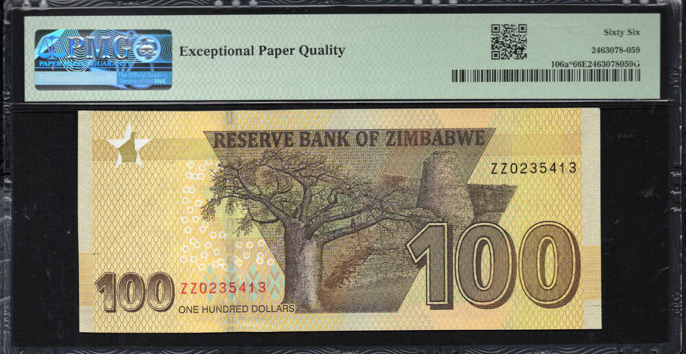 Zimbabwe - 100 Dollars 2020 - Pick # 106a* - PMG 66 EPQ