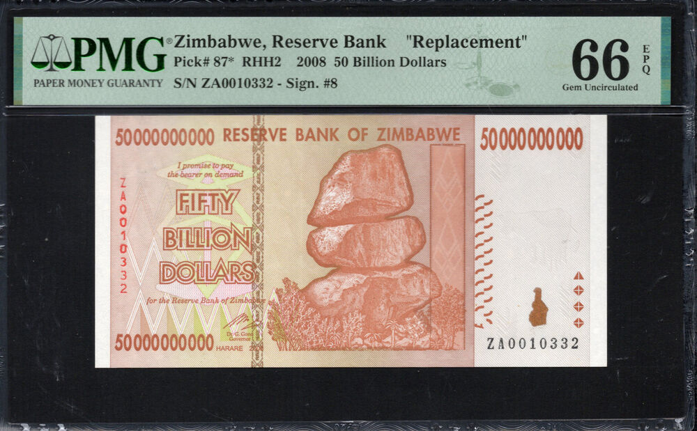 Zimbabwe - 50.000.000.000 Dollars 2008 - Pick # 87 - PMG 66 EPQ