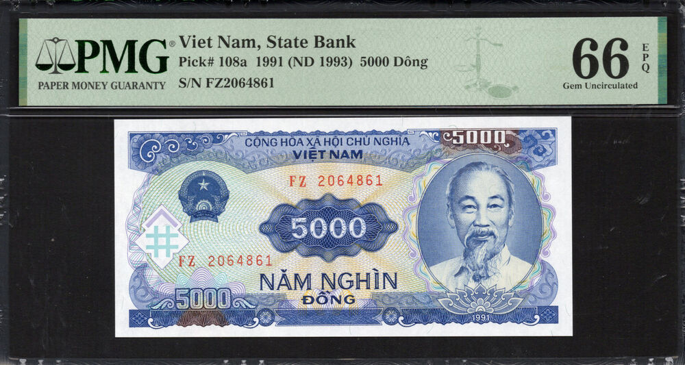 Vietnam - 5.000 Dong 1991 - Pick # 108a - PMG 66 EPQ