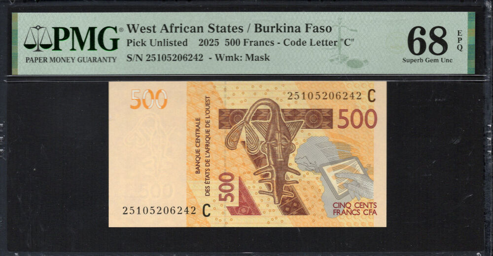 Burkina Faso - 500 Francs 2025 - Pick # Unlisted - PMG 68 EPQ