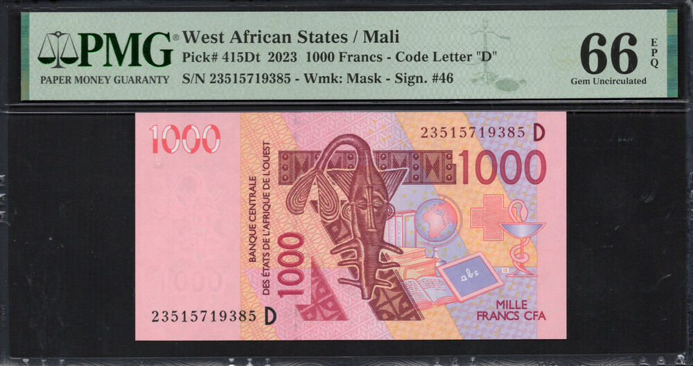 Mali - 1.000 Francs 2023 - Pick # 415Dt - PMG 66 EPQ