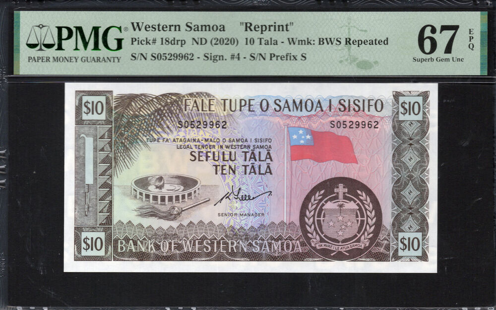 Western Samoa - 10 Tala 2020 - Pick # 18drp - PMG 67 EPQ