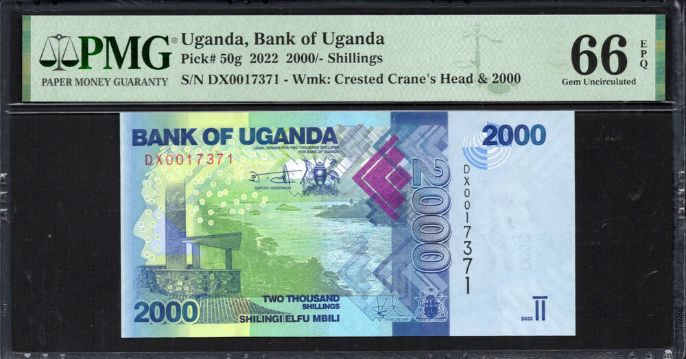 Uganda - 2.000 Shillings 2022 - Pick # 50g - PMG 66 EPQ