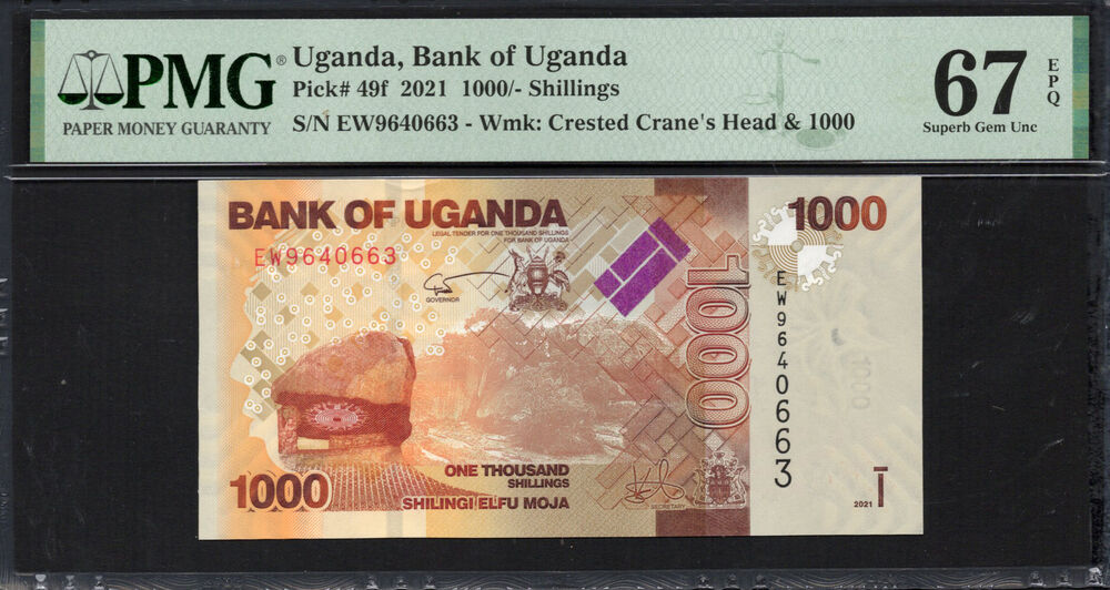 Uganda - 1.000 Shillings 2021 - Pick # 49f - PMG 67 EPQ