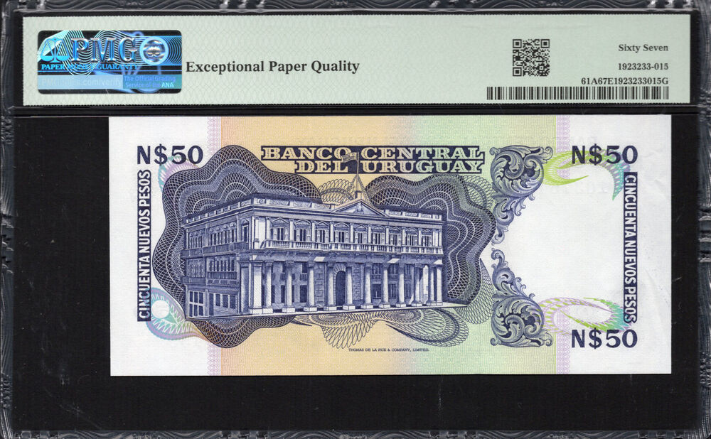 Uruguay - 50 Nuevos Pesos 1988 - Pick # 61A - PMG 67 EPQ