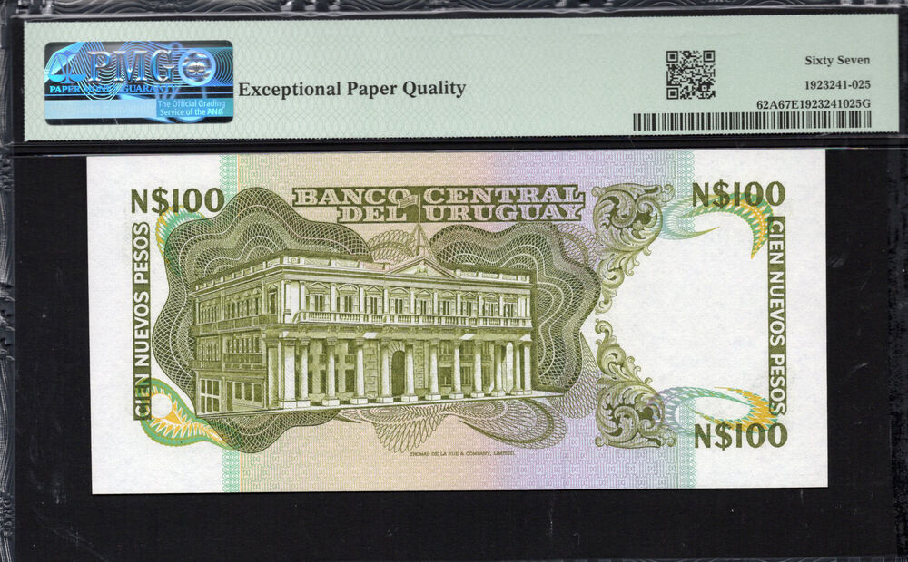 Uruguay - 100 Nuevos Pesos 1987 - Pick # 62A - PMG 67 EPQ