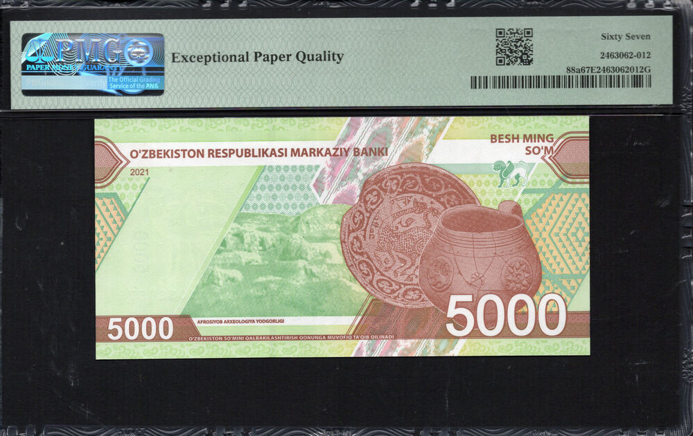 Uzbekistan - 5.000 Som 2021 - Pick # 88a - PMG 67 EPQ