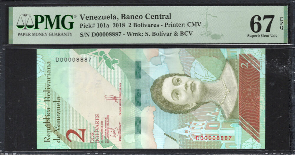Venezuela - 2 Bolívares 2018 - Pick # 101a - PMG 67 EPQ