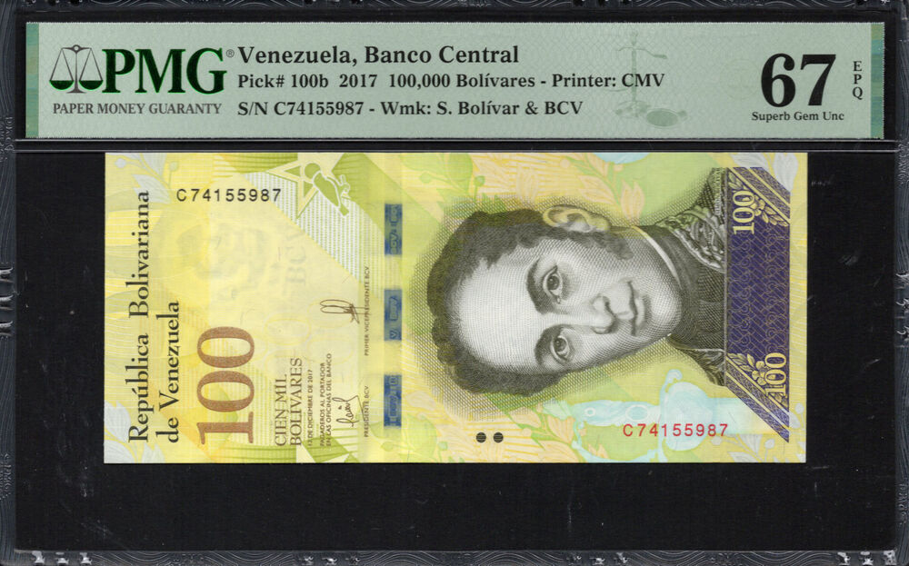 Venezuela - 100.000 Bolívares 2017 - Pick # 100b - PMG 67 EPQ