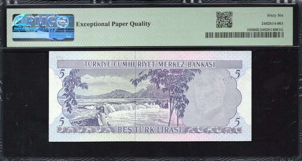 Turkey - 5 Lira 1970 - Pick # 185 - PMG 66 EPQ