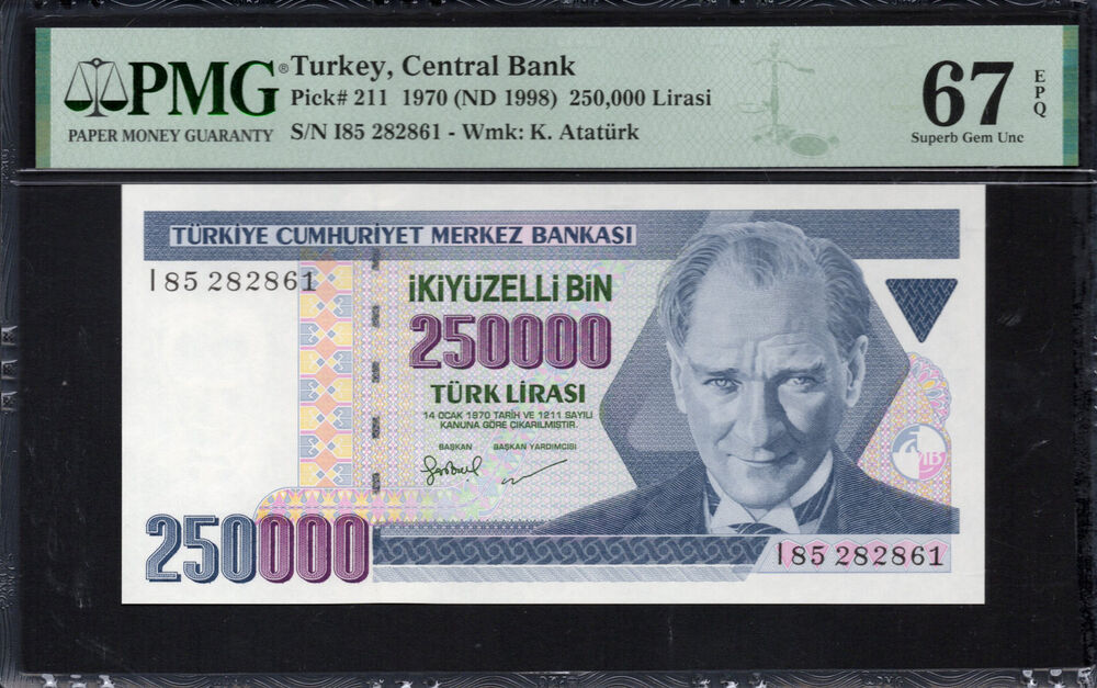 Turkey - 250.000 Lirasi 1970 - Pick # 211 - PMG 67 EPQ