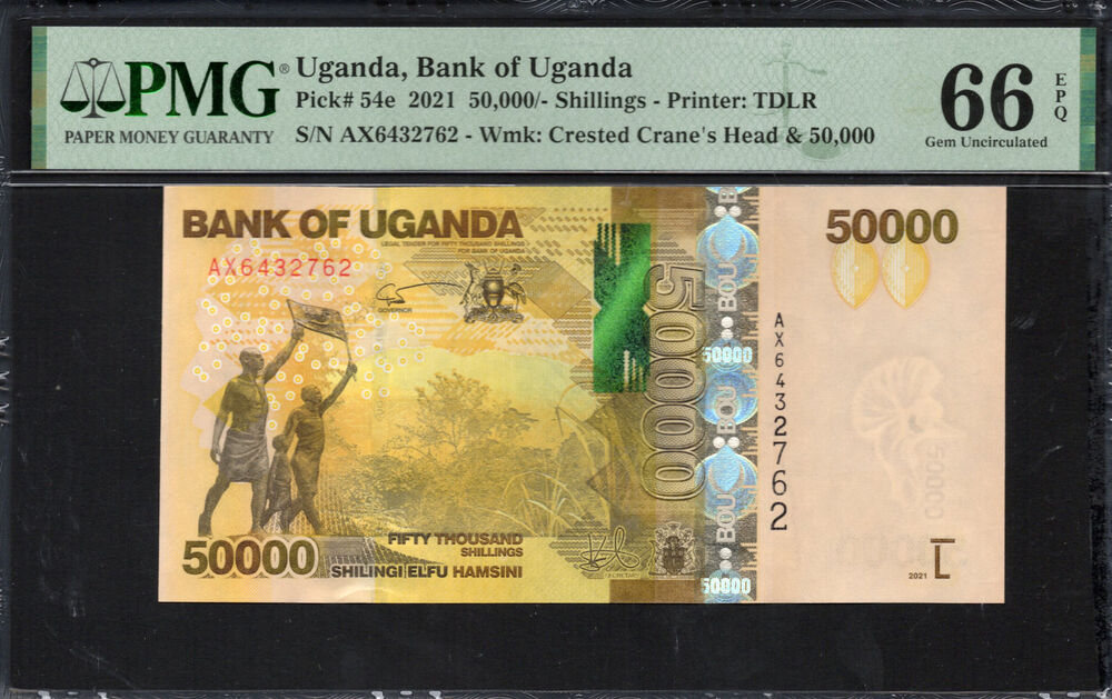Uganda - 50.000 Shillings 2021 - Pick # 54e - PMG 66 EPQ