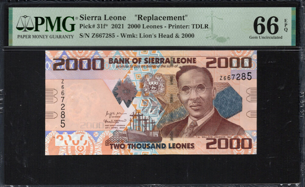 Sierra Leone - 2.000 Leones 2021 - Pick # 31f - PMG 66 EPQ