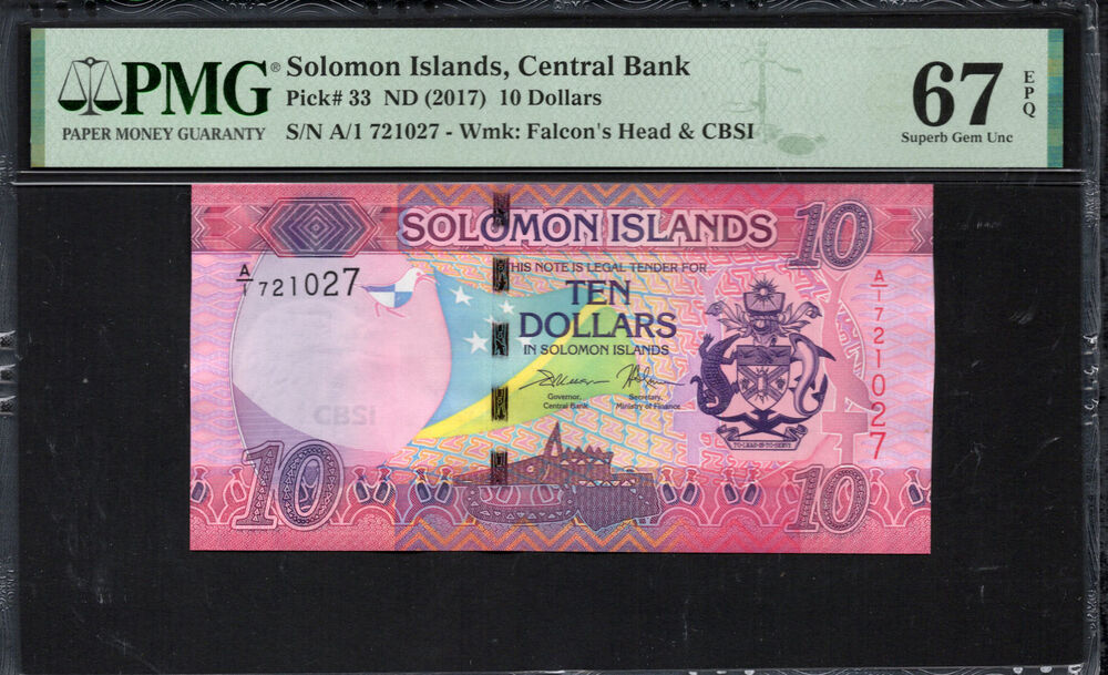 Solomon Islands - 10 Dollars 2017 - Pick # 33 - PMG 67 EPQ