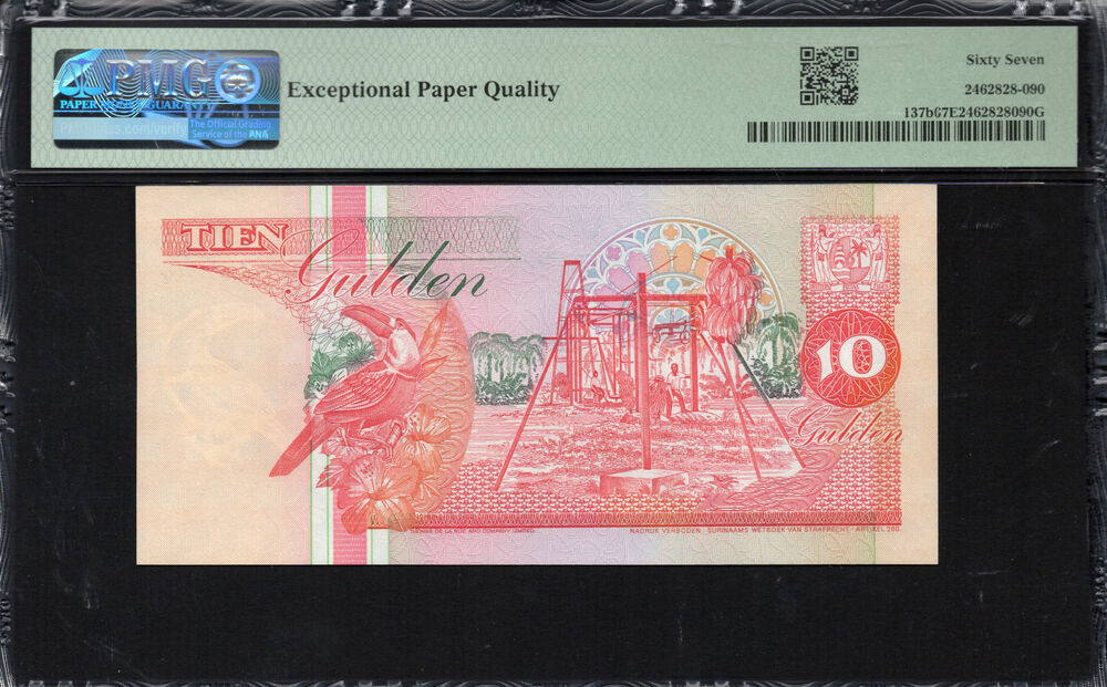 Suriname - 10 Gulden 1995 - Pick # 137b - PMG 67 EPQ