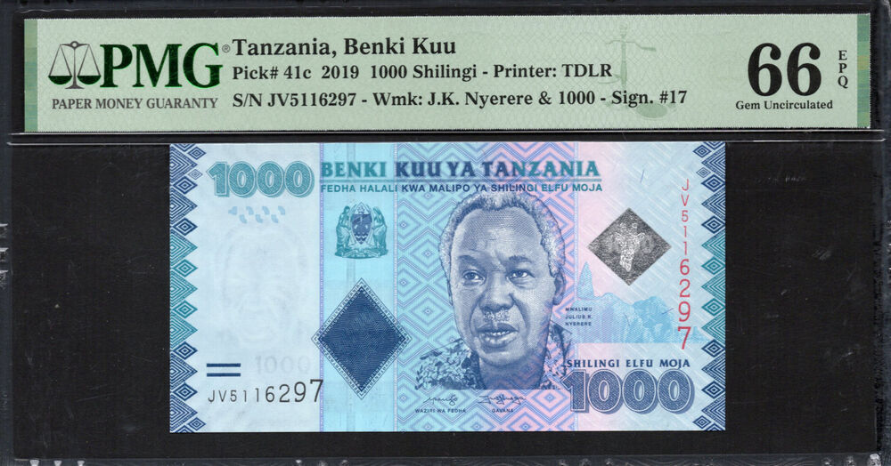 Tanzania - 1.000 Shilingi 2019 - Pick # 41c - PMG 66 EPQ