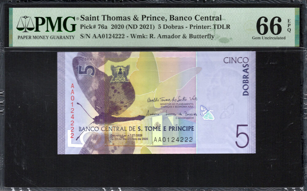 Sao Tome and Principe - 5 Dobras 2020 - Pick # 76a - PMG 66 EPQ