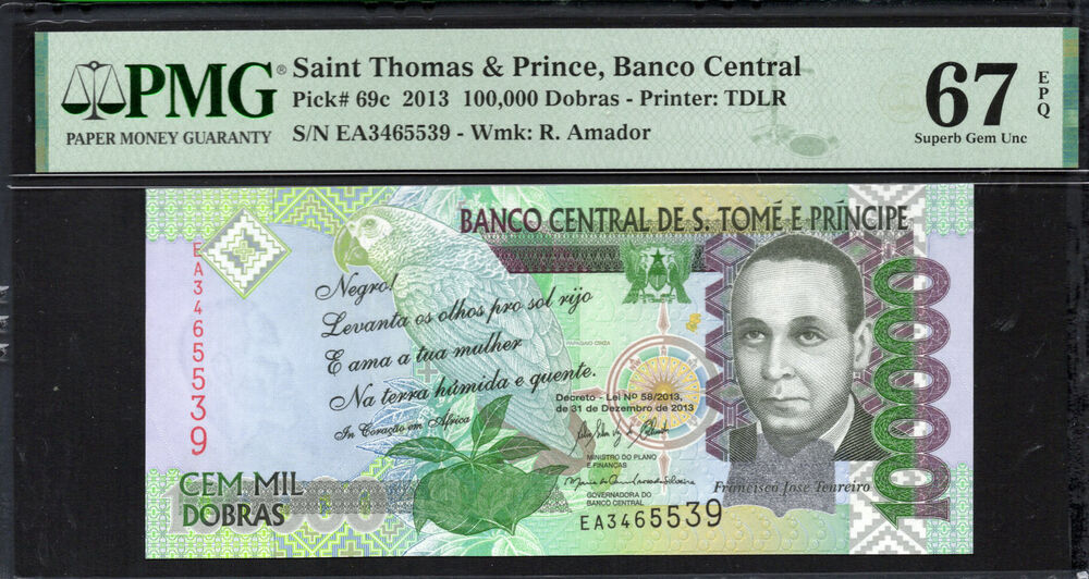 Sao Tome and Principe - 100.000 Dobras 2013 - Pick # 69c - PMG 67 EPQ