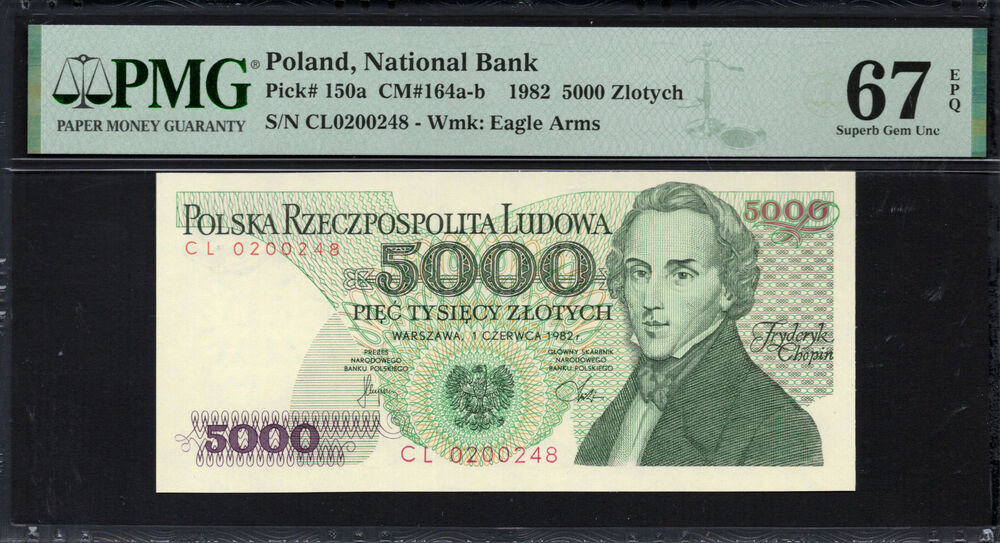 Poland - 5.000 Zlotych 1982 - Pick # 150a - PMG 67 EPQ