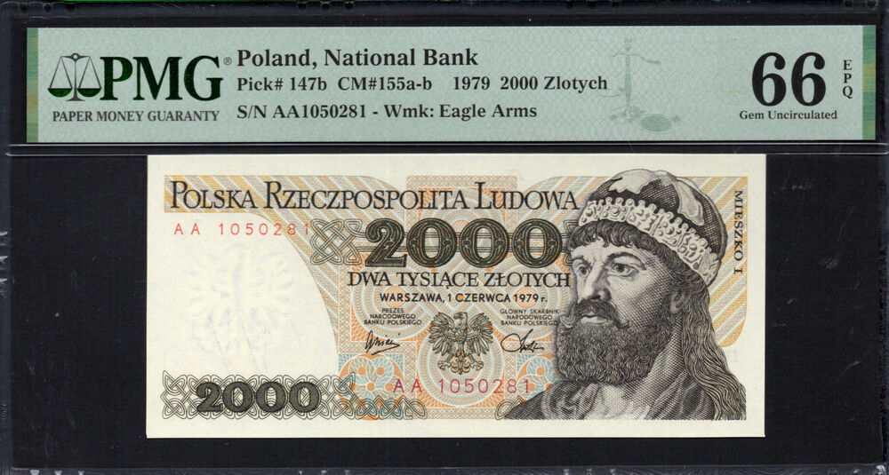 Poland - 2.000 Zlotych 1979 - Pick # 147b - PMG 66 EPQ