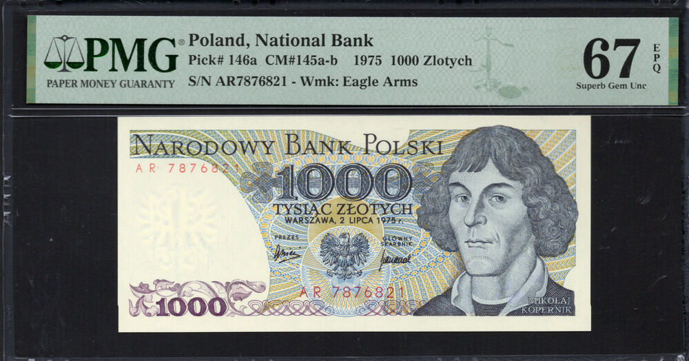 Poland - 1.000 Zlotych 1975 - Pick # 146a - PMG 67 EPQ