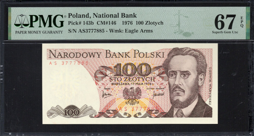 Poland - 100 Zlotych 1976 - Pick # 143b - PMG 67 EPQ