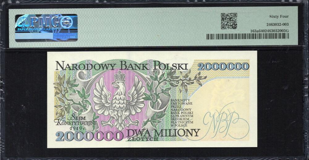 Poland - 2.000.000 Zlotych 1993 - Pick # 163a - PMG 64