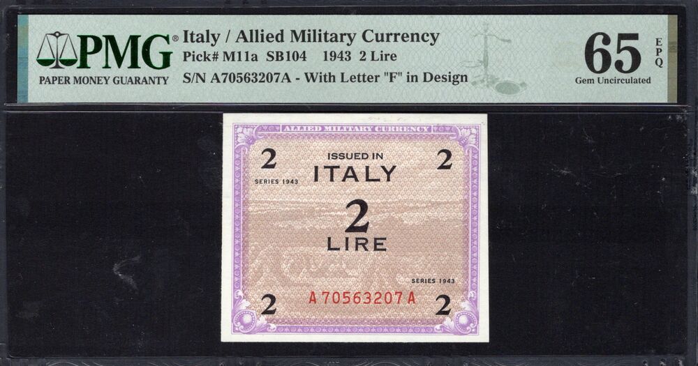 Italy - 2 Lire 1943 - Pick # M11a - PMG 65 EPQ