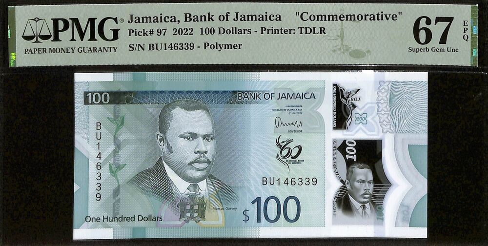 Jamaica - 100 Dollars 2022 - Pick # 97 - COMMEMORATIVE - PMG 67 EPQ