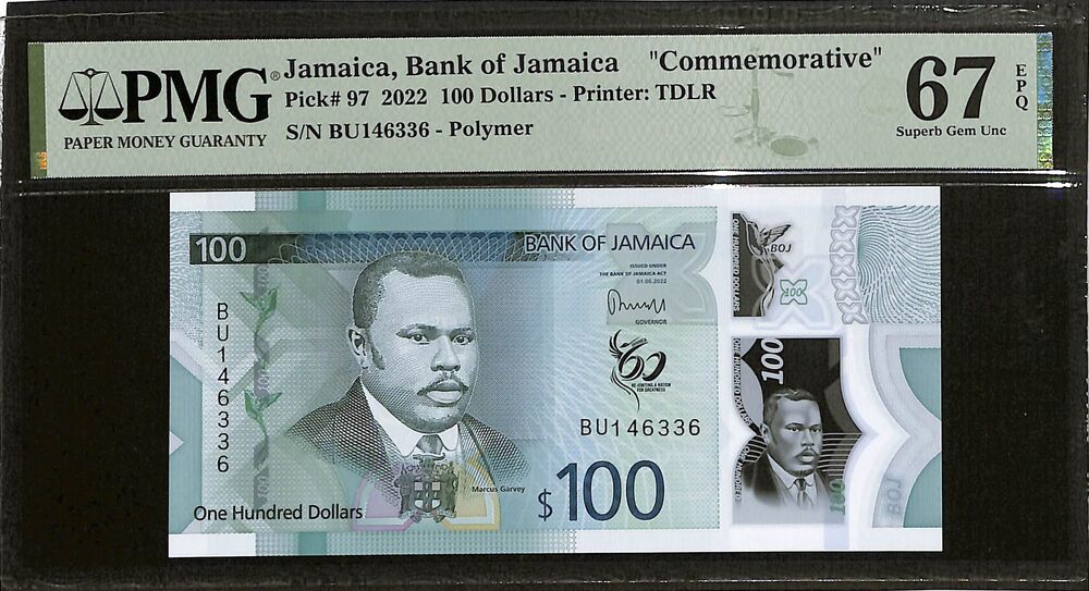 Jamaica - 100 Dollars 2022 - Pick # 97 - COMMEMORATIVE - PMG 67 EPQ