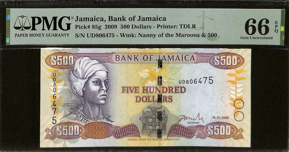 Jamaica - 500 Dollars 2009 - Pick # 85g - PMG 66 EPQ