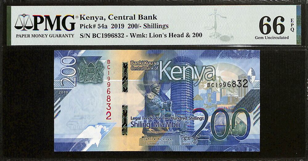 Kenya - 200 Shillings 2019 - Pick # 54a - PMG 66 EPQ