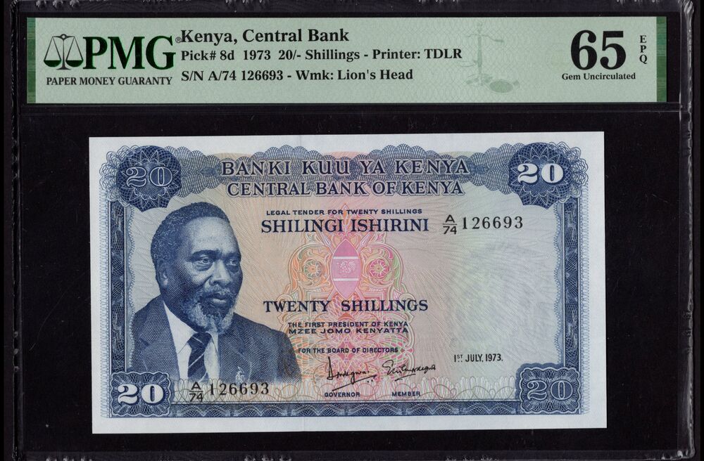 Kenya - 20 Shillings 1973 - Pick # 8d - PMG 65 EPQ