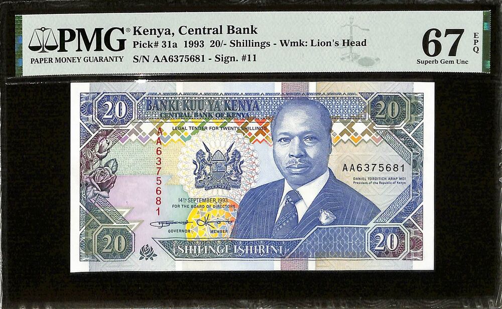 Kenya - 20 Shillings 1993 - Pick # 31a - PMG 67 EPQ