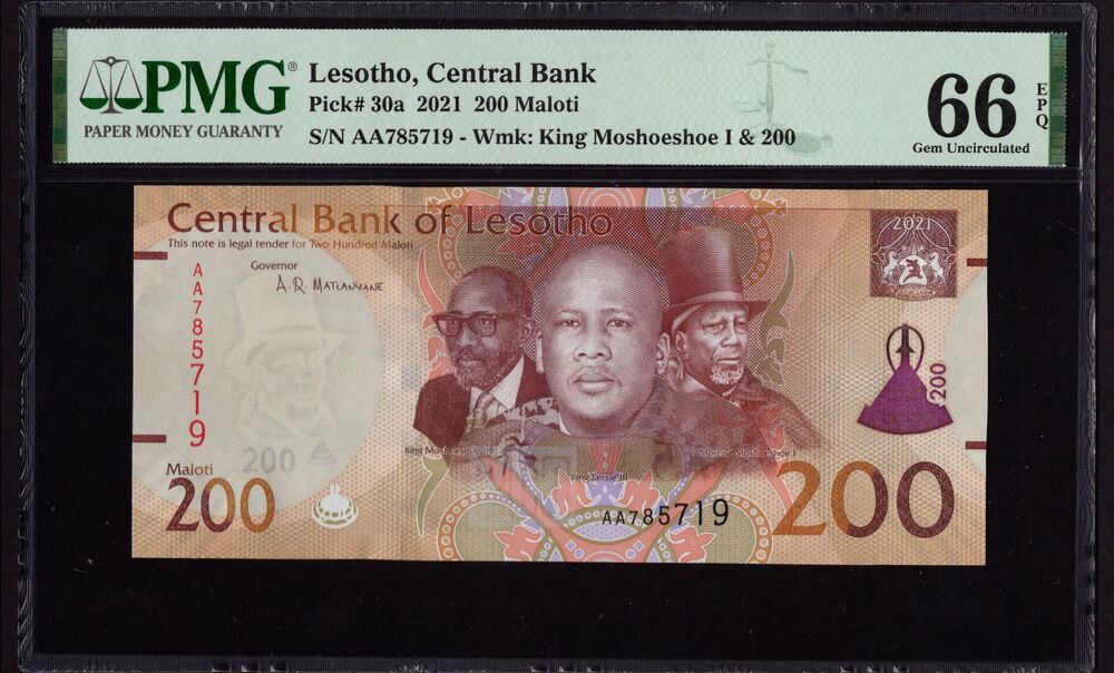 Lesotho - 200 Maloti 2021 - Pick # 30a - PMG 66 EPQ