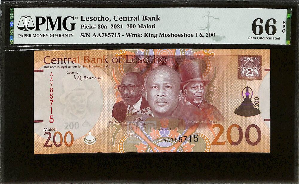 Lesotho - 200 Maloti 2021 - Pick # 30a - PMG 66 EPQ