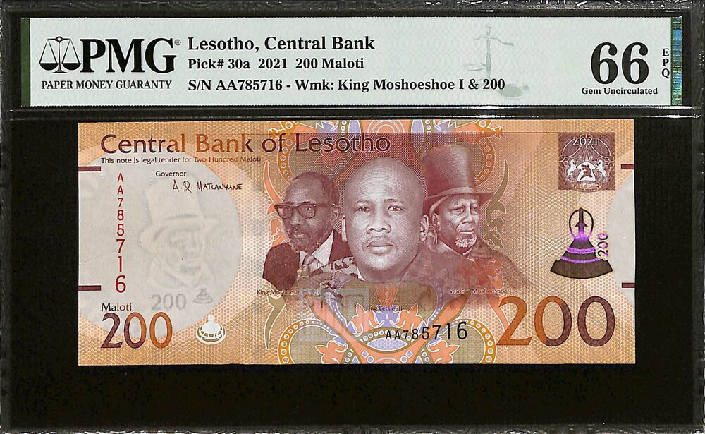 Lesotho - 200 Maloti 2021 - Pick # 30a - PMG 66 EPQ