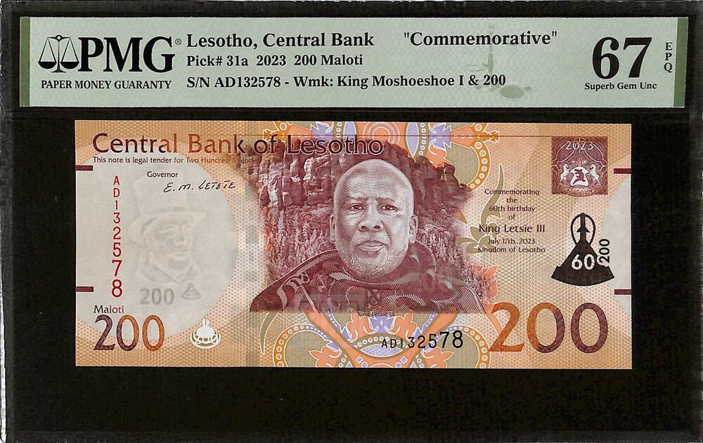 Lesotho - 200 Maloti 2023 - Pick # 31a - COMMEMORATIVE - PMG 67 EPQ