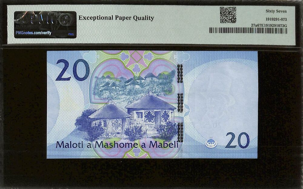 Lesotho - 20 Maloti 2021 - Pick # 27a - PMG 67 EPQ