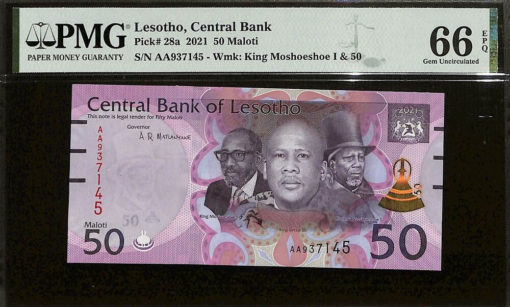 Lesotho - 50 Maloti 2021 - Pick # 28a - PMG 66 EPQ