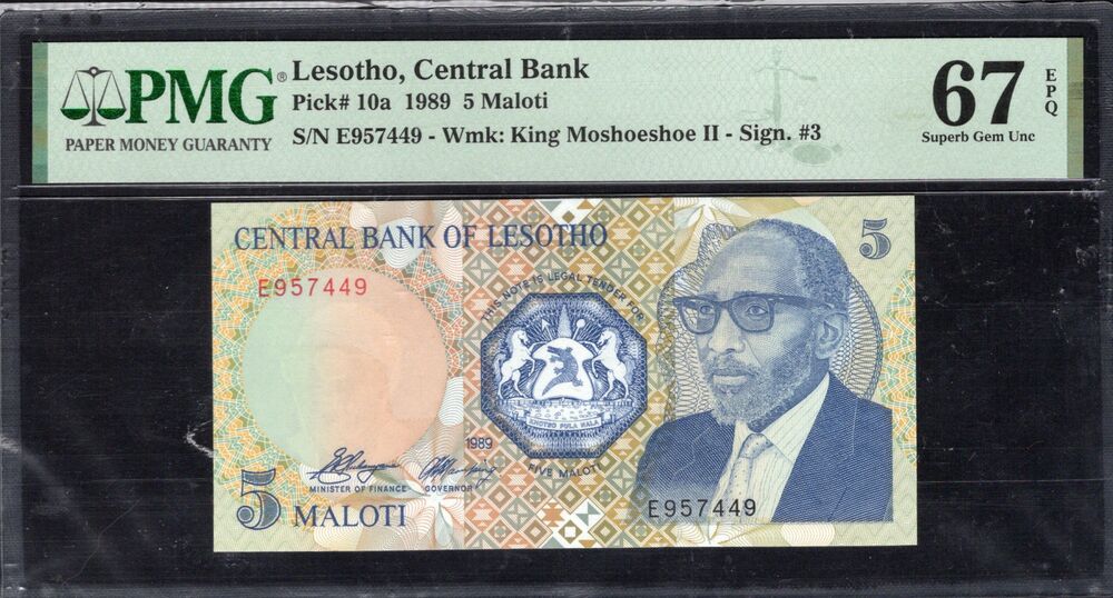 Lesotho - 5 Maloti 1989 - Pick # 10a - PMG 67 EPQ