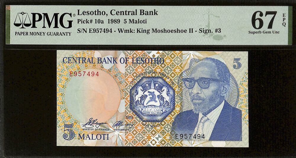 Lesotho - 5 Maloti 1989 - Pick # 10a - PMG 67 EPQ